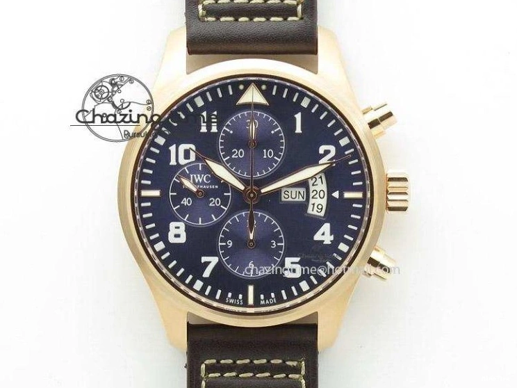 MIROTIME 0106 Portofino Chrono RG ZF 1:1 Best Edition Blue Dial Gold Markers on Black Leather Strap A FlexibleFit 7112